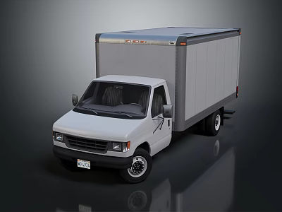 White Box Truck Exterior Design With Cargo Container And Wheels 3d model