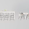 Modern Stylish Dining Table Set With White Table And Grey Chairs Minimalist Design 3d model