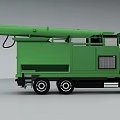 Green Heavy Duty Utility Truck With Extended Boom And Service Features 3d model