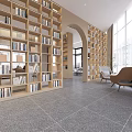 Book Art In Bright Library Space With Shelves And Chairs