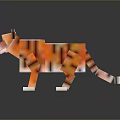 Pixel Art Tiger With Orange Black Stripes And 3D Shiny Surface