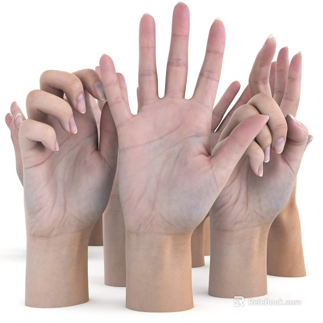 Medical Devices Demonstrating Hand Movements with Open Fingers and Extended Palms 3d model 