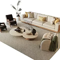 Mid-ancient style sofa coffee table combination 3d model