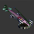 Artistic Violin Musical Instrument with Striped Design and Glossy Copper Black Finish