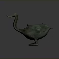 Antique Bronze Swan Shaped Vessel with Long Neck for Traditional Household Use