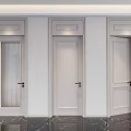 Three Modern White Swing Doors With Glass Panel And Metal Handles Interior Design