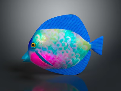 Showcasing Colorful Tropical Fish With Blue Pink Green Spots And Yellow Eyes Fins Tail 3d model