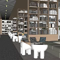 Modern Book Art Interior Design With Bookshelves White Chairs And Natural Light