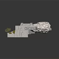 Geometric Stone Architectural Structure With Stairs Water Pool And Green Plants