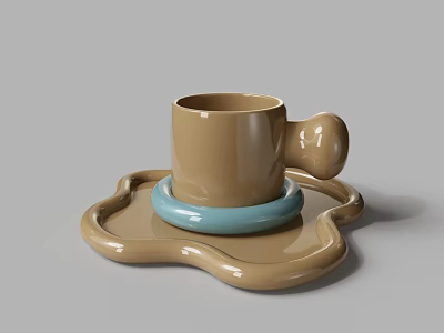 Modern Ceramic Flower Coffee Cup 3d model