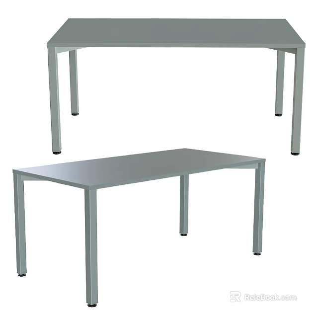 Modern Minimalist Dining Table With Sleek Metal Legs And Rectangular Design 3d model