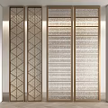 Artistic Filament Glass Screen Partition New Chinese Style Screen Partition Filament Glass Screen Metal Screen Light Luxury Screen Entrance Partition 3d model
