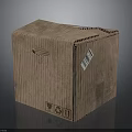Durable Brown Cardboard Box With Handle Hole Side Barcode And Recycling Symbol