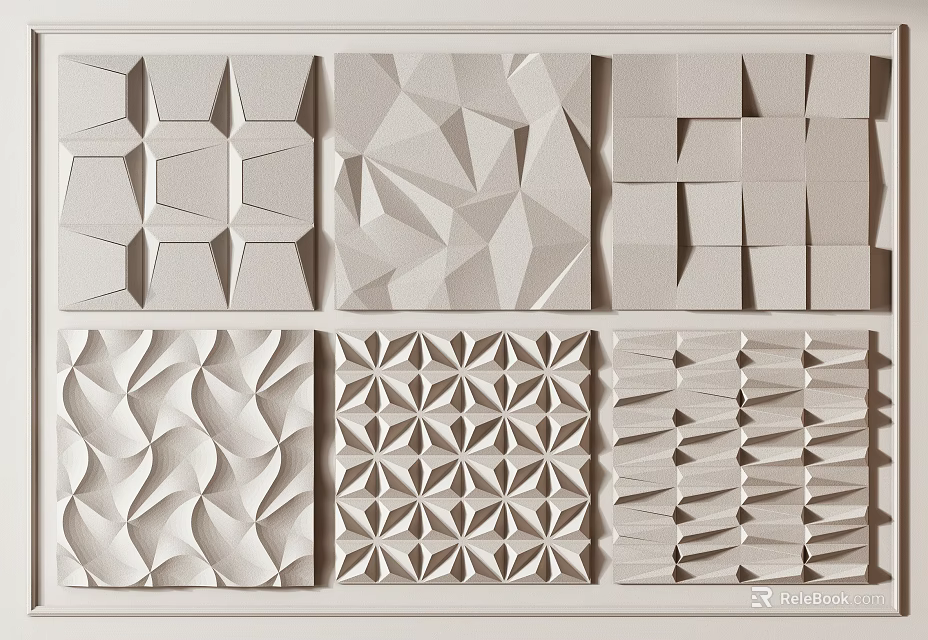 Wainscoting Panel Designs With Various Geometric Patterns And Textured Surfaces 3d model 