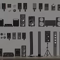 Various Audio Speakers And Sound Systems With Modern Design And Styles