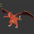 Orange Dragon With Spread Green Wings Yellow Belly And Sharp Claws 3d model