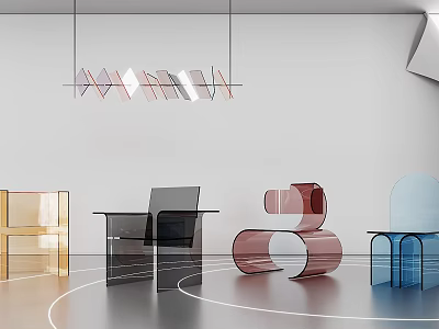 Modern Transparent Acrylic Accent Chairs With Colorful Contemporary Design And Sleek Lines 3d model