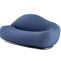 Blue Multi Person Sofa With Modern Unique Shape Fabric Upholstery And Metal Base