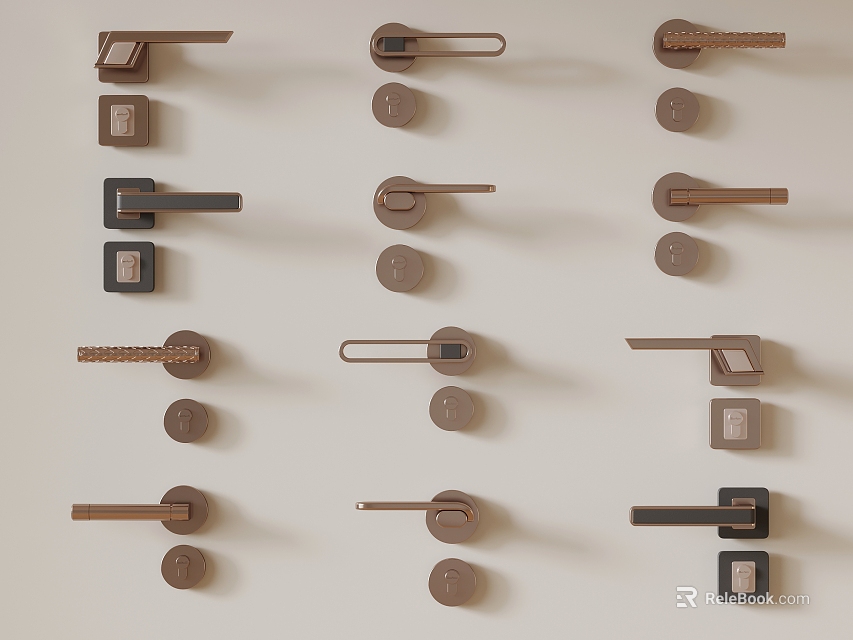 Modern Door Handles With Various Stylish Designs And Different Finishes On 3d model 