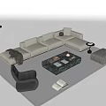 Modern Light Colored Sofa And Coffee Table Set With Marble Top Black Accent Chair And Ottoman