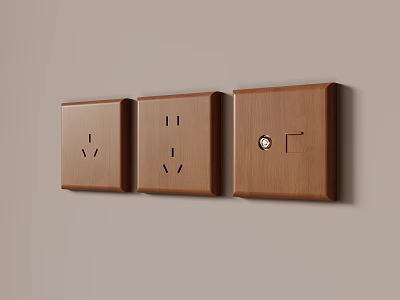 Modern Brown Wall Sockets And Switches In Home Interior Setup 3d model