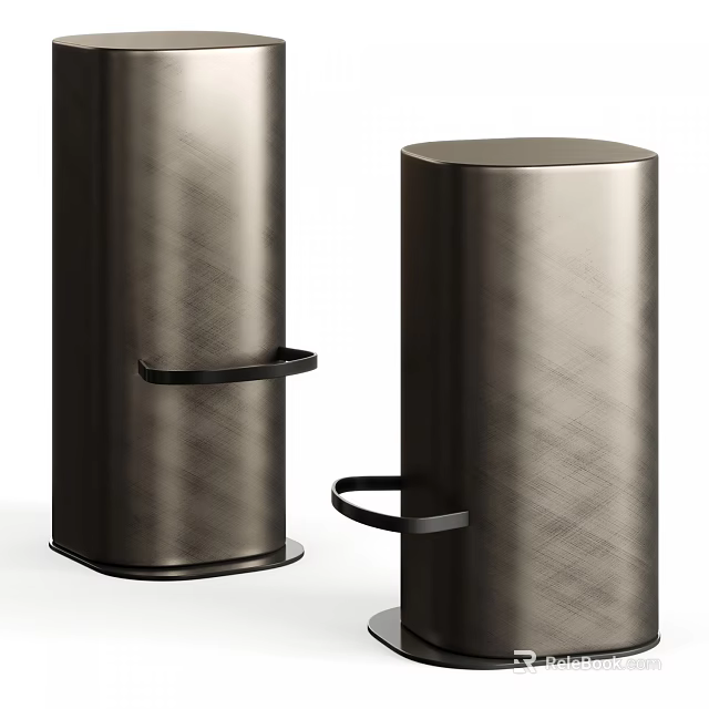 Modern Metallic Cylindrical Daily Use Appliances With Black Handles And Sleek Design 3d model 