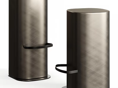 Modern Metallic Cylindrical Daily Use Appliances With Black Handles And Sleek Design 3d model