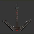 Industrial Mechanical Equipment With Metallic Structure Red Silver Details Multiple Branches Top Ring