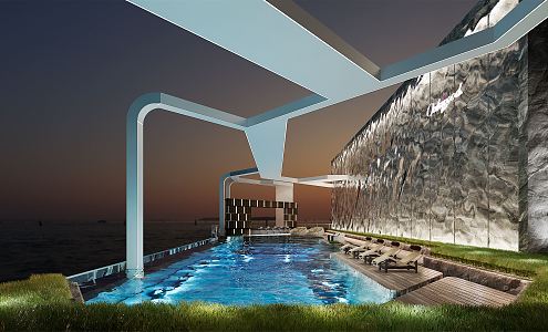 Rooftop Pool Modern Pool 3d model