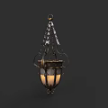 Vintage Hanging Lantern With Intricate Metal Frame And Warm Illumination
