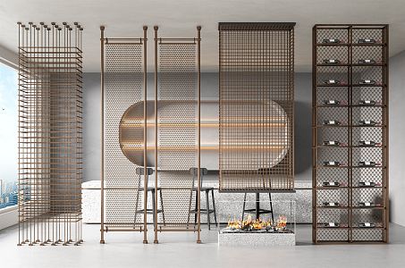 Industrial LOFT partition metal screen partition 3d model