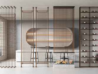 Industrial LOFT partition metal screen partition 3d model