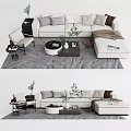 Modern Sofa and Coffee Table Set With Throw Pillows And Area Rug