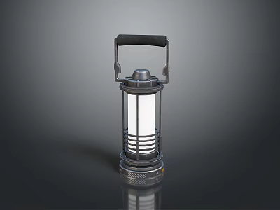 Vintage Industrial Metal Lantern Light Combination With Transparent Shade And Sturdy Handle 3d model
