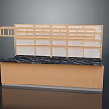 Modern Wooden Storage Furniture With Open Shelves Lower Cabinet And Marble Countertop