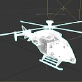 Black Helicopter 3D Model With Rotors Cockpit Detailed Design And Orange Accents