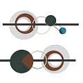 Modern Geometric Wall Decor With Circular Shapes Green Brown Beige Tones And Striped Patterns