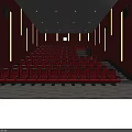 Modern Cinema Interior With Blue Tiered Seats Projection Screen And Ambient Lighting