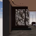 Modern Foyer Hallway Design With Wooden Walls And Marble Decorative Panels