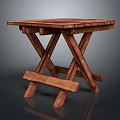 Simple Wooden Folding Table With Square Top And Crossed Legs For Outdoor Use