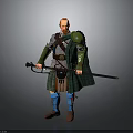 Scots Warrior In Green Kilt And Armor With Red Hair Holding Long Sword