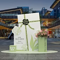 Instagrammable Photo Spot With Giant Gift Box And Rose Decorations In Mall Atrium