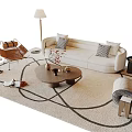 Mid-ancient style sofa coffee table combination 3d model