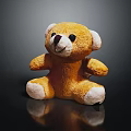 Cute Yellow Plush Teddy Bear Sitting on Dark Background with Reflection 3d model