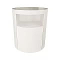 Sleek Modern White Nightstand Featuring Smooth Surface And Curved Base Design 3d model