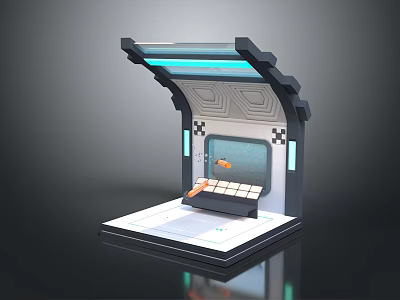Futuristic Scene Component With Blue Top Lighting Central Display And Geometric Platform Base 3d model
