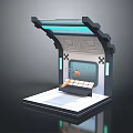 Futuristic Scene Component With Blue Top Lighting Central Display And Geometric Platform Base 3d model