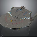 USS Enterprise Starfleet Spaceship Model With Disc Shaped Hull And Lighting