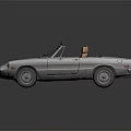 Silver Vintage Convertible Car With Tan Leather Seats And Sleek Body Design