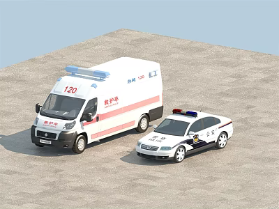 Modern Ambulance Police Car 3d model Modern Ambulance Police Car 3d model
